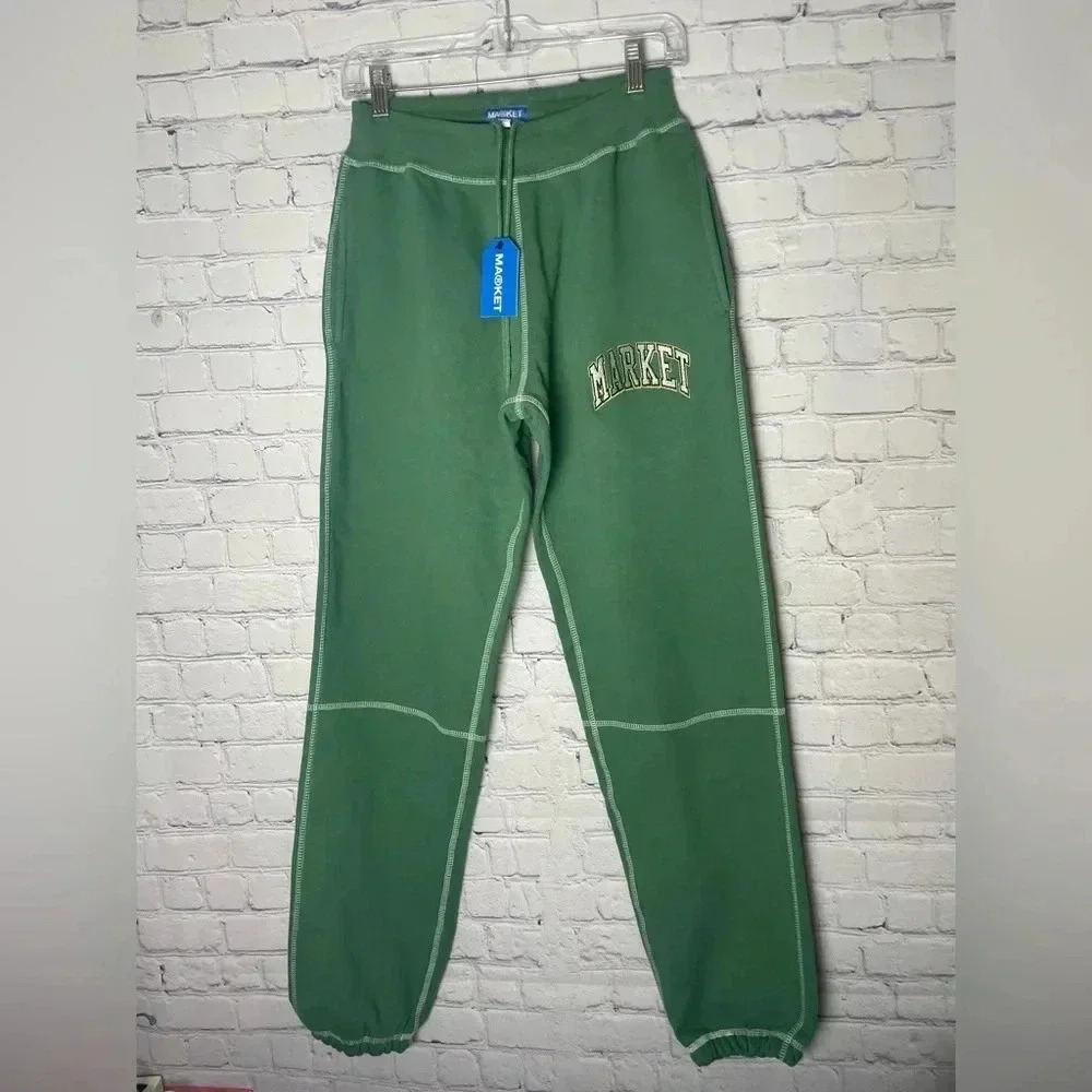 MARKET STUDIOS Triple Stitch Emerald Green Sweatpants Mens Size S Unisex NEW NWT